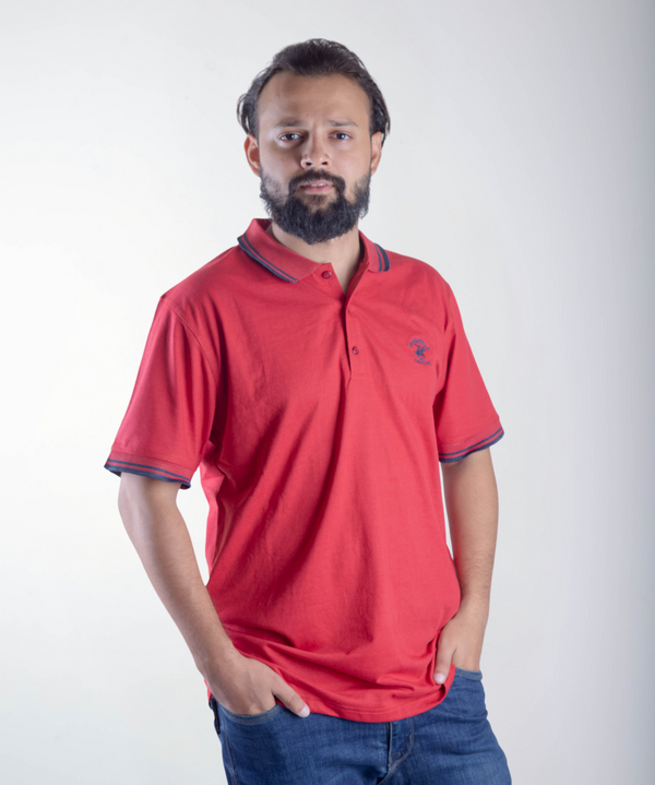 Basic Plain Polo Shirt Red