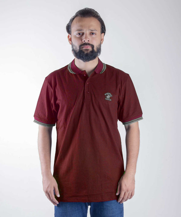 Basic Plain Polo Shirt Maroon