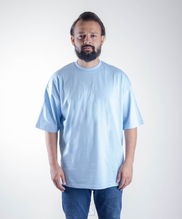 Unisex Sky Blue Drop Shoulder T Shirt