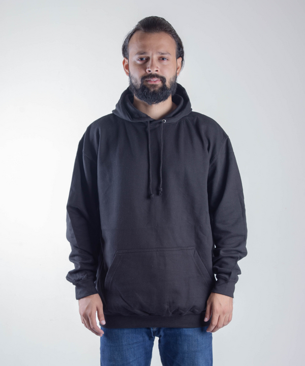 Plain Unisex Black Hoodie 300 Gsm