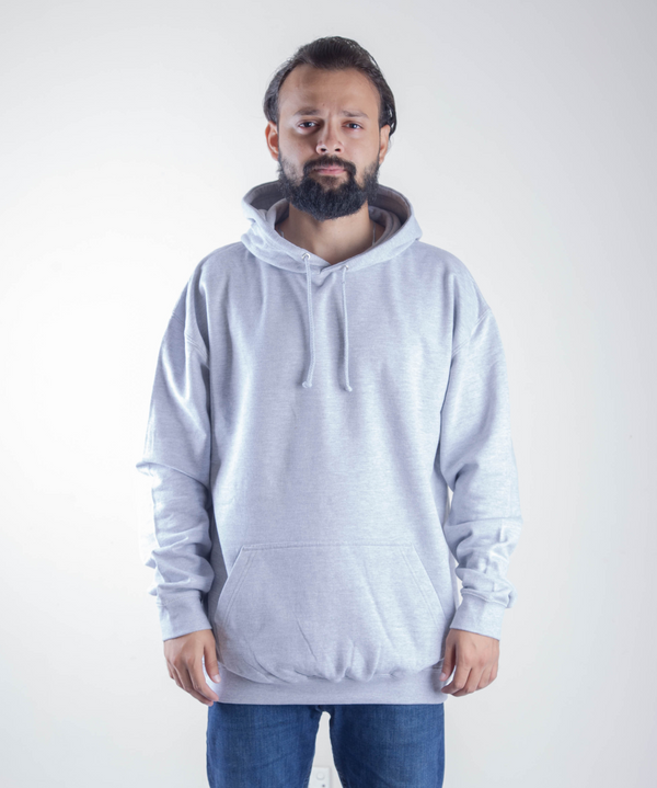 Plain Unisex Heather Gray Hoodie 300 Gsm